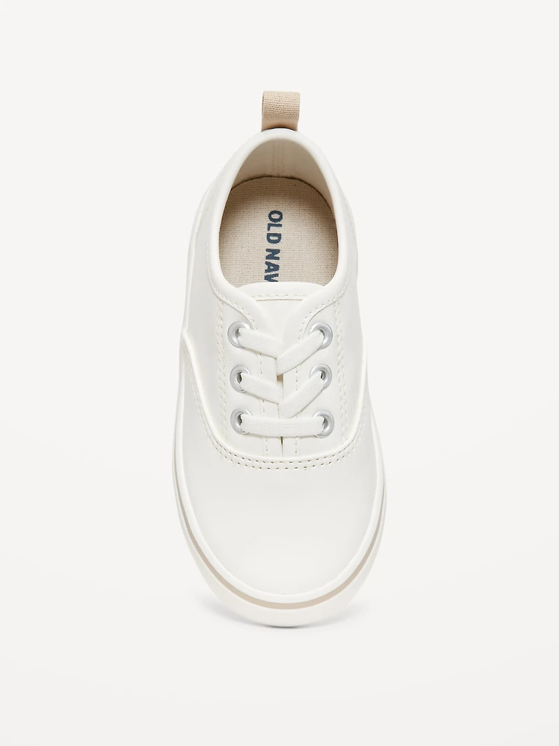 Unisex Elastic-Lace Faux-Leather Sneakers for Toddler