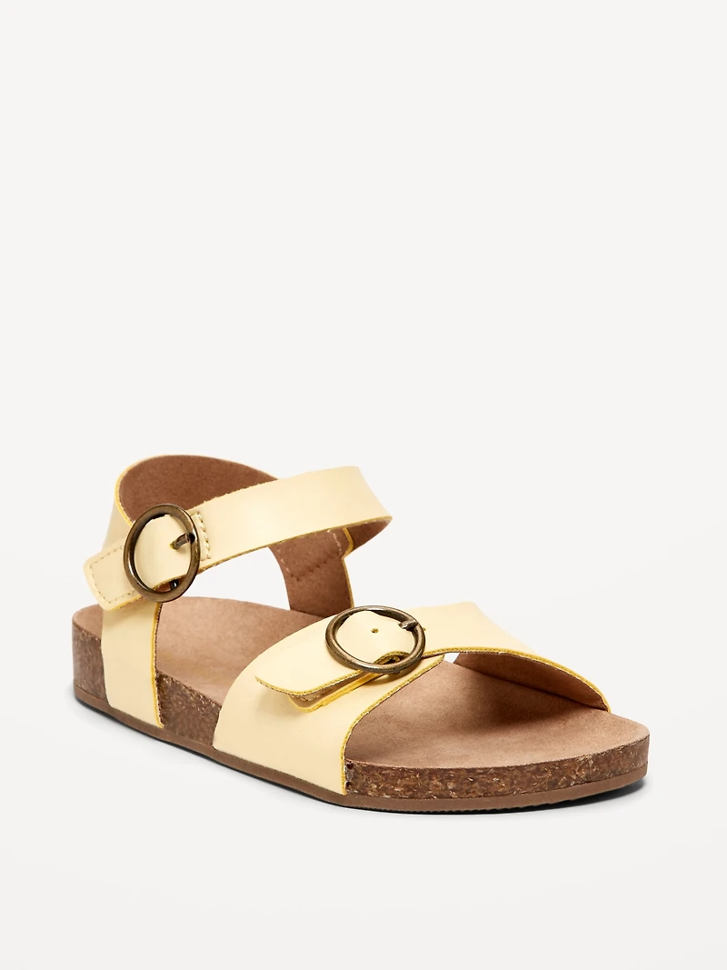 Faux-Leather Buckled Strap Sandals for Toddler Girls