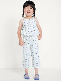 Printed Cinched-Hem Cami and Wide-Leg Pants Set for Toddler Girls