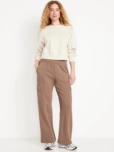 High-Waisted SoComfy Cargo Wide-Leg Sweatpants