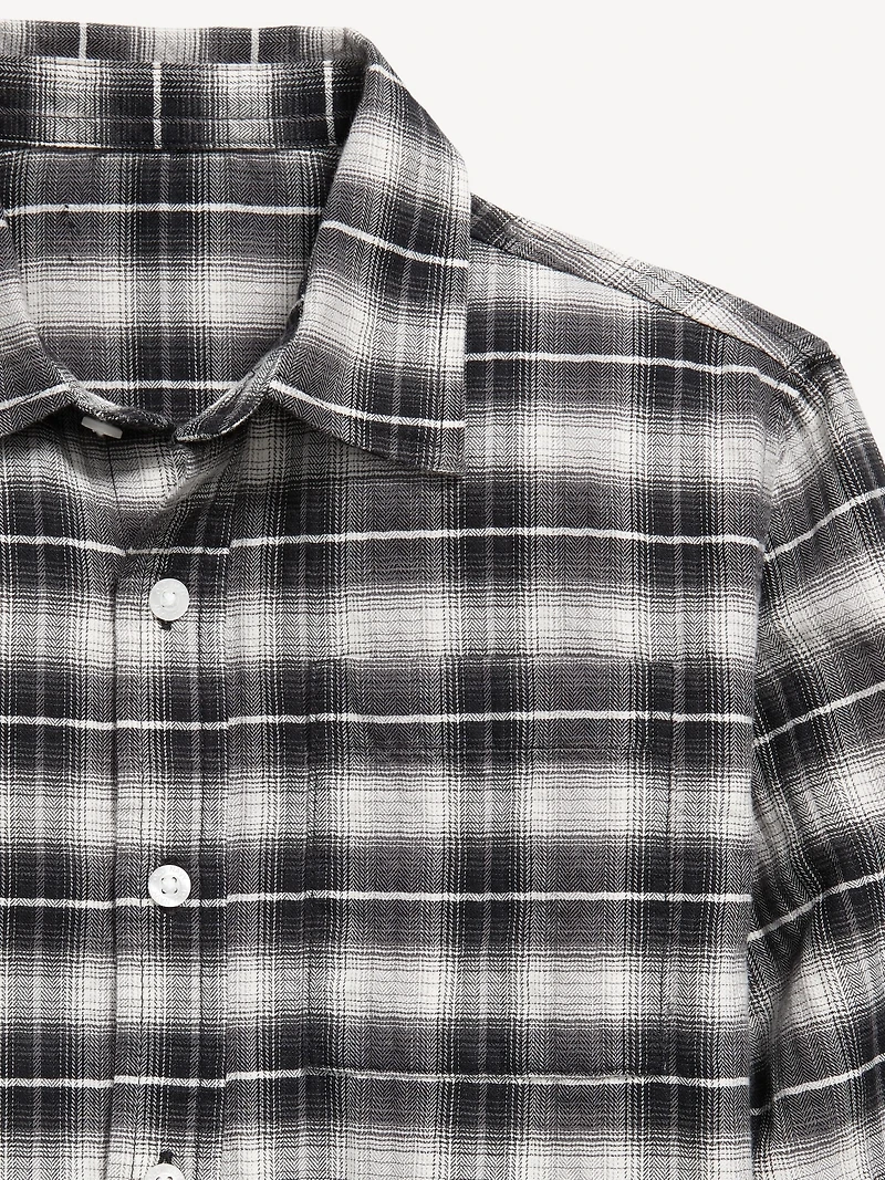 Long-Sleeve Textured Plaid Pocket Shirt for Boys