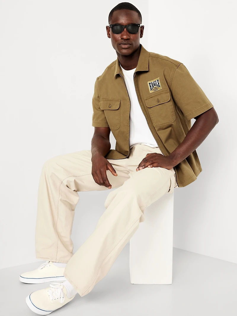 Short-Sleeve Moto Zip Shirt
