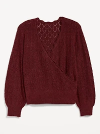 Wool-Blend Wrap-Front Sweater
