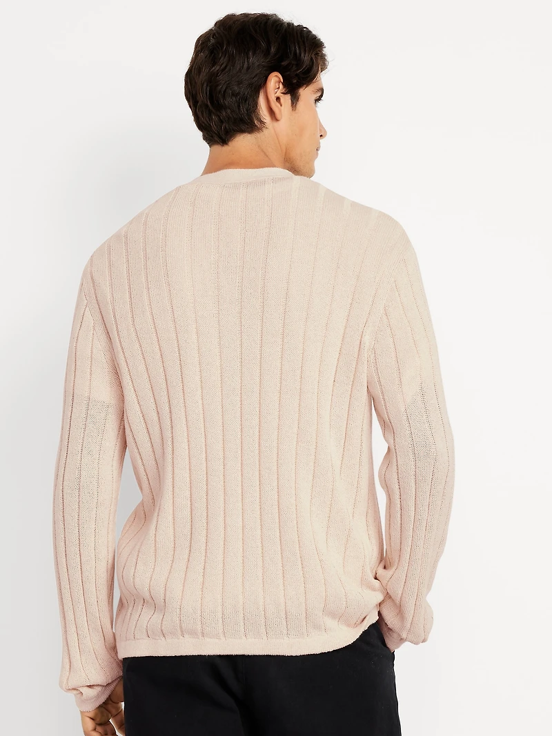Ribbed Button-Front Cardigan
