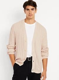 Ribbed Button-Front Cardigan
