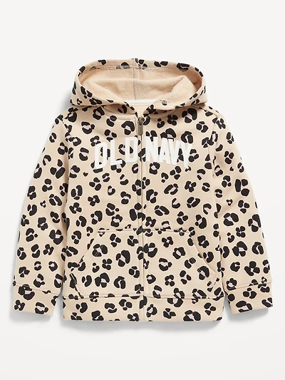 Printed Logo-Graphic Zip Hoodie for Toddler Girls