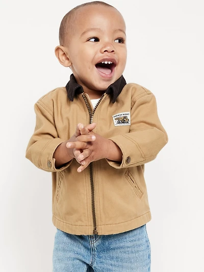 Full-Zip Twill Barn Coat for Baby