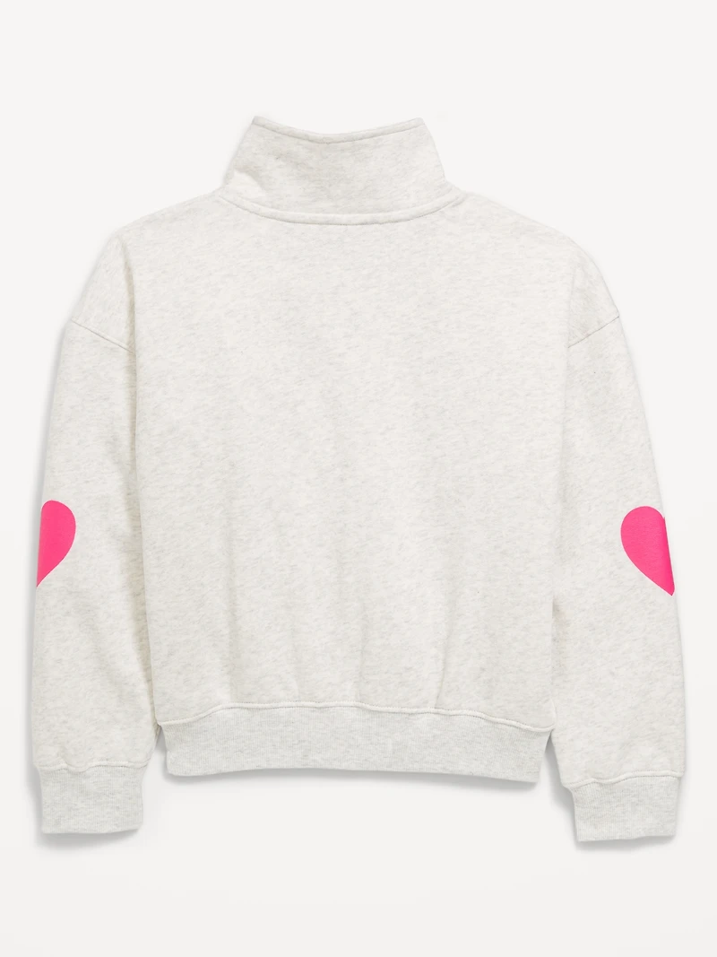 Oversized Quarter-Zip Graphic Sweatshirt for Girls