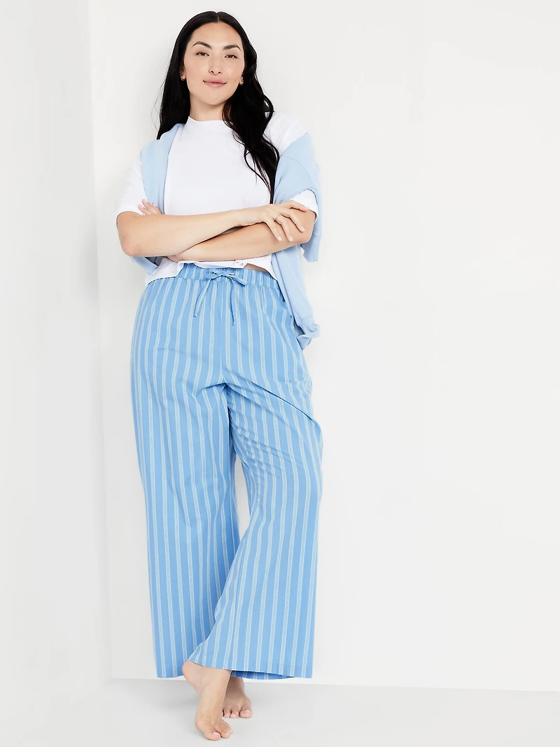 Poplin Wide-Leg Pajama Pants