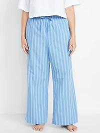 Poplin Wide-Leg Pajama Pants