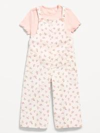 Short-Sleeve T-Shirt and Jumpsuit Set for Toddler Girls