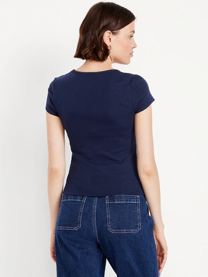 Square-Neck Ribbed T-Shirt