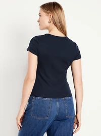 Square-Neck Ribbed T-Shirt