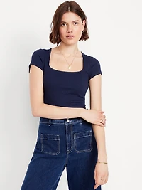 Square-Neck Ribbed T-Shirt