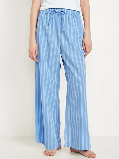 Poplin Wide-Leg Pajama Pants
