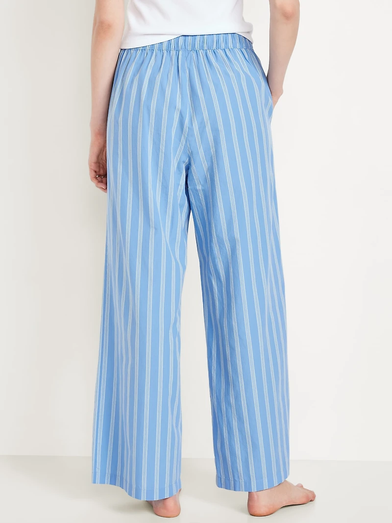 Poplin Wide-Leg Pajama Pants