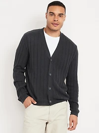 Ribbed Button-Front Cardigan