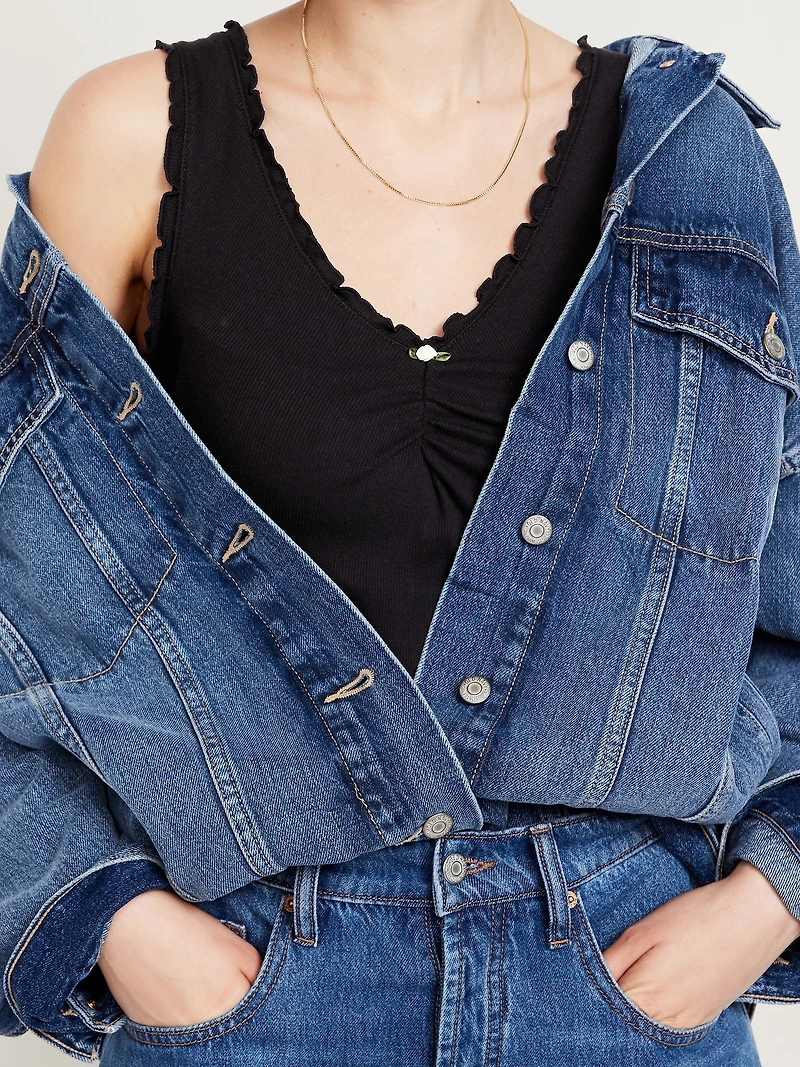 Cinched Rib-Knit Tank Top