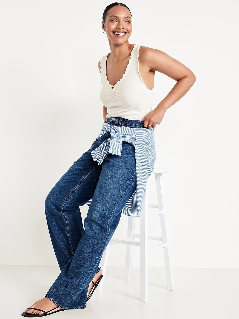 Cinched Rib-Knit Tank Top
