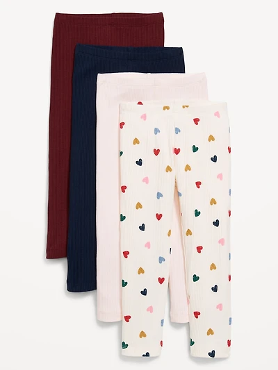 Ribbed Leggings 4-Pack for Toddler Girls