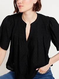 Flutter-Sleeve Swiss Dot Top