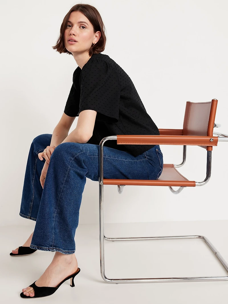 Flutter-Sleeve Swiss Dot Top