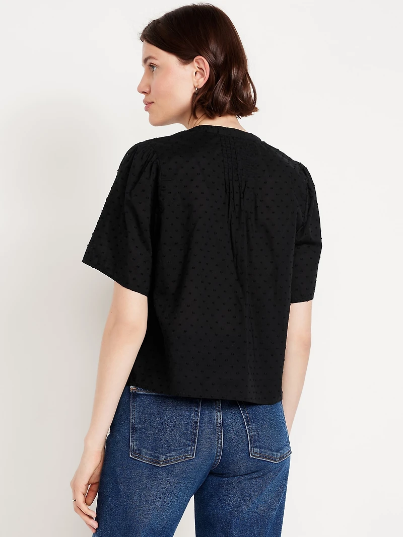 Flutter-Sleeve Swiss Dot Top