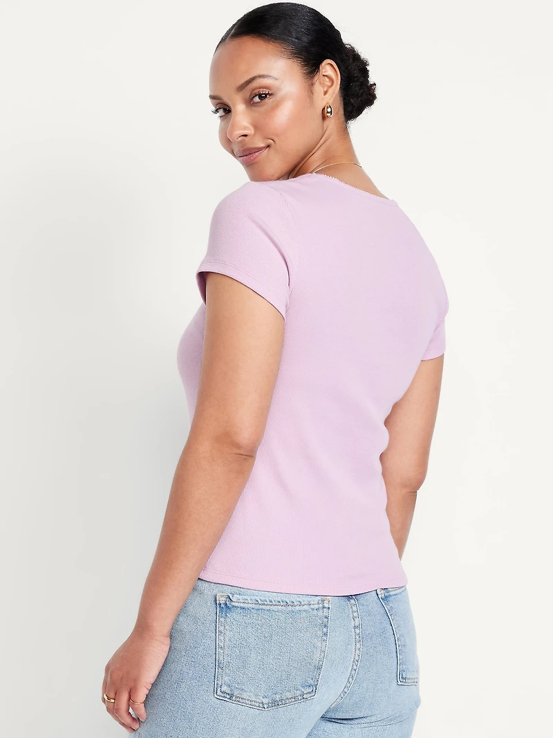 Square-Neck Ribbed T-Shirt
