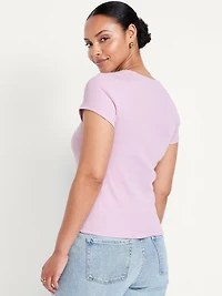 Square-Neck Ribbed T-Shirt
