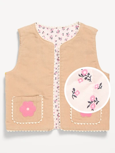 Reversible Corduroy Vest for Toddler Girls