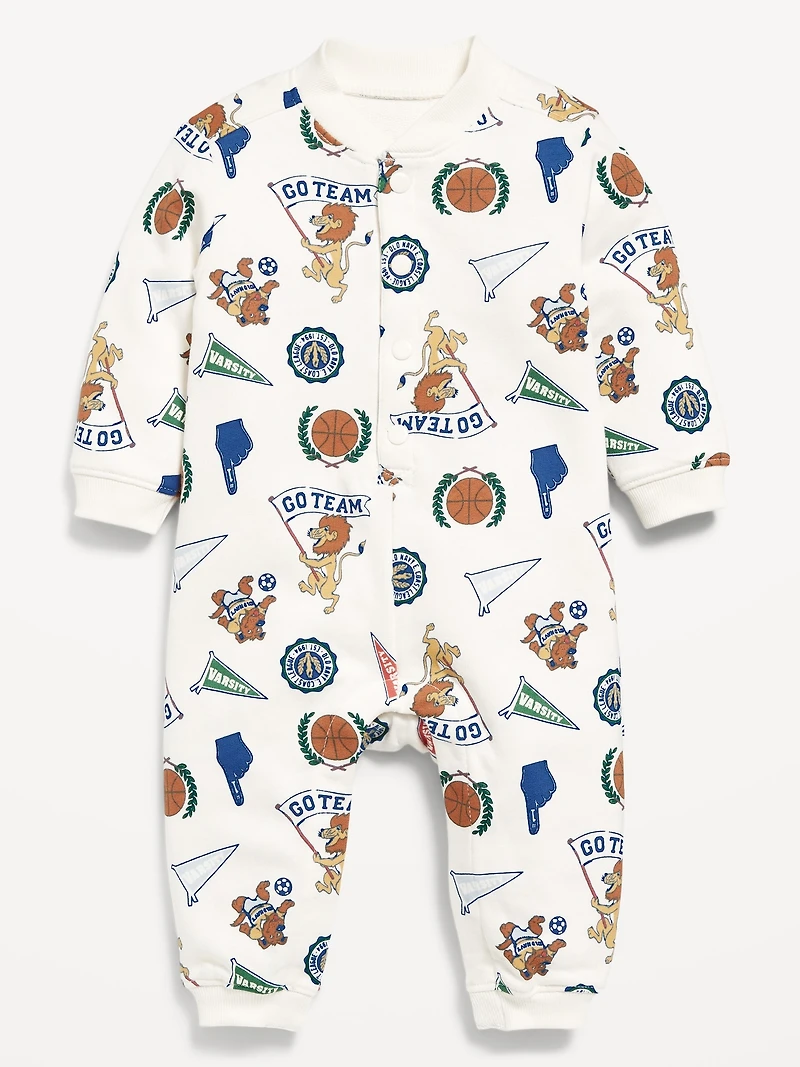 Printed Long-Sleeve French-Terry One-Piece for Baby
