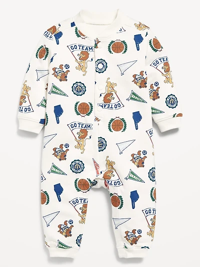 Printed Long-Sleeve French-Terry One-Piece for Baby