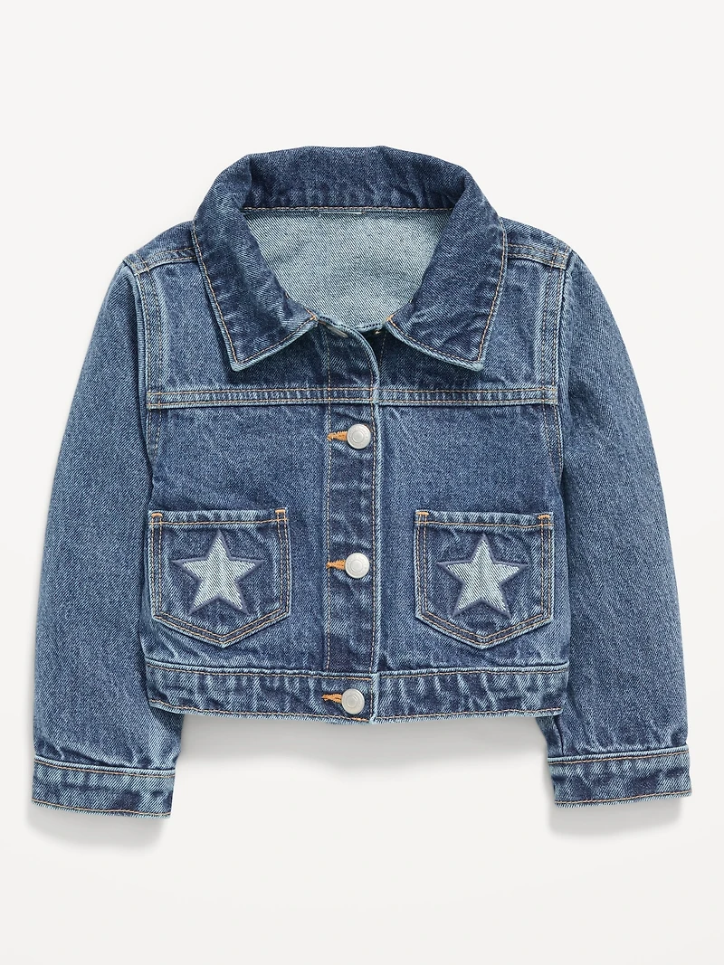 Embroidered Stars Trucker Jean Jacket for Toddler Girls