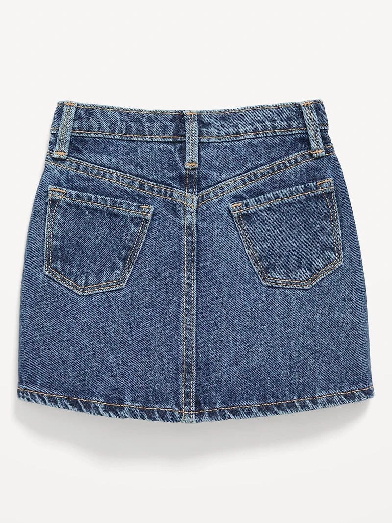 High-Waisted Embroidered Stars Jean Skirt for Toddler Girls