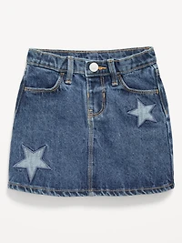 High-Waisted Embroidered Stars Jean Skirt for Toddler Girls