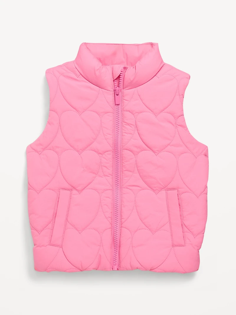Water-Resistant Puffer Vest for Toddler Girls