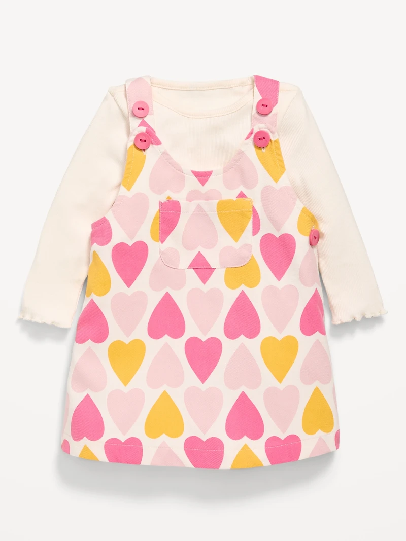 Long-Sleeve Ribbed T-Shirt and Dress Set for Baby