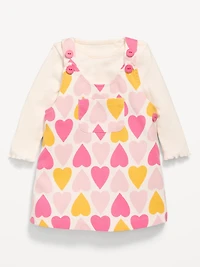 Long-Sleeve Ribbed T-Shirt and Dress Set for Baby