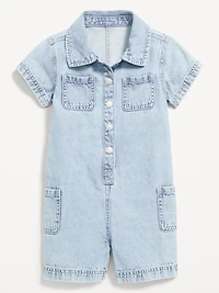 Short-Sleeve Utility Romper for Toddler Girls