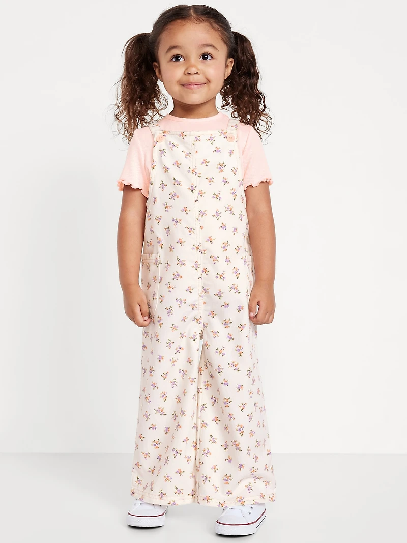 Short-Sleeve T-Shirt and Jumpsuit Set for Toddler Girls