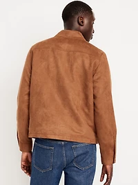 Faux-Suede Harrington Zip Jacket