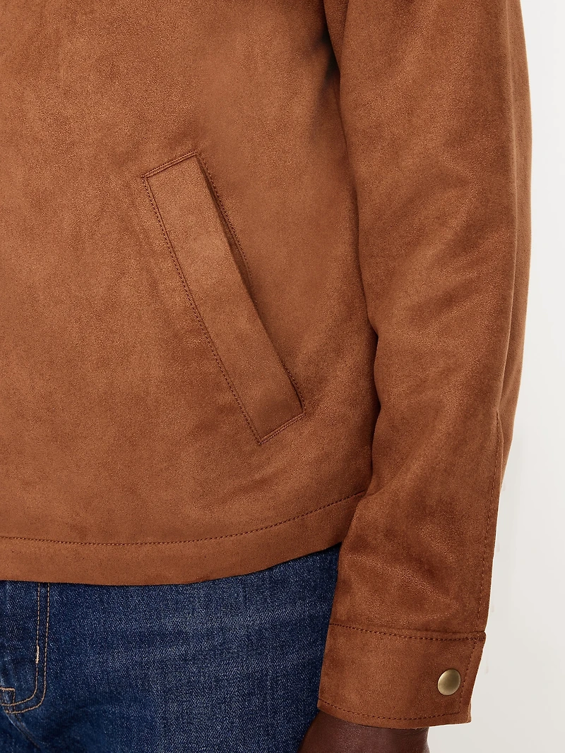 Faux-Suede Harrington Zip Jacket