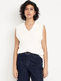Wool-Blend Cable-Knit Vest
