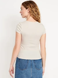 Square-Neck Ribbed T-Shirt