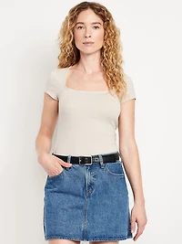 Square-Neck Ribbed T-Shirt