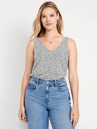Sleeveless V-Neck Crepe Top