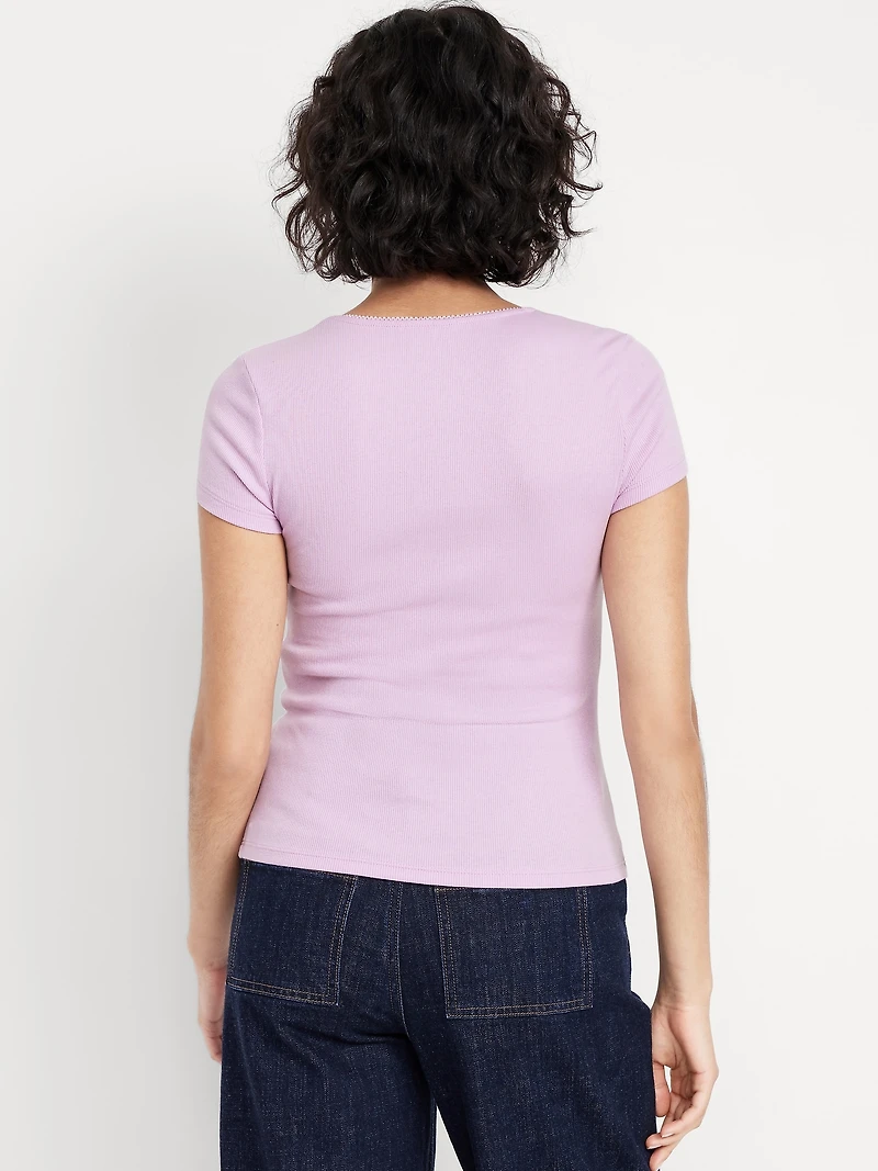 Square-Neck Ribbed T-Shirt