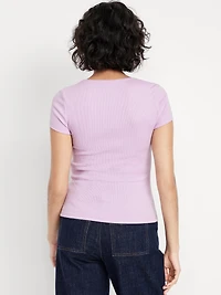 Square-Neck Ribbed T-Shirt