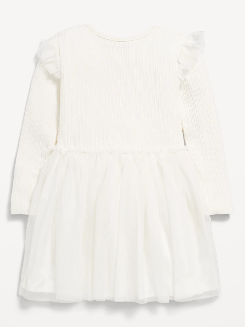 Long-Sleeve Fit and Flare Tutu Dress for Toddler Girls