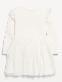 Long-Sleeve Fit and Flare Tutu Dress for Toddler Girls